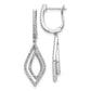 14k White Gold Real Diamond Teardrop Hinged Dangle Earrings