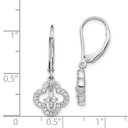 14k White Gold Real Diamond Leverback Earrings