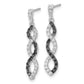 Solid 14k White Gold BlacK and Simulated CZ Twisted Post Earrings