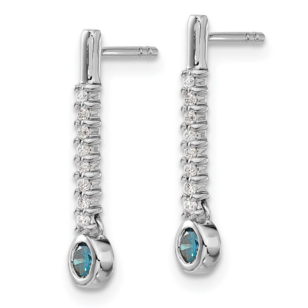 14k White Gold Blue/White Real Diamond Earrings