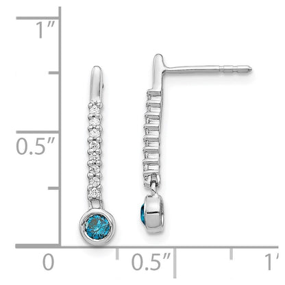 14k White Gold Blue/White Real Diamond Earrings