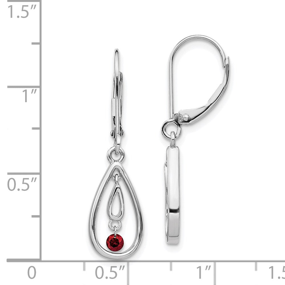 14k White Gold Red Real Diamond Leverback Earrings EM5582-RD-013-WA