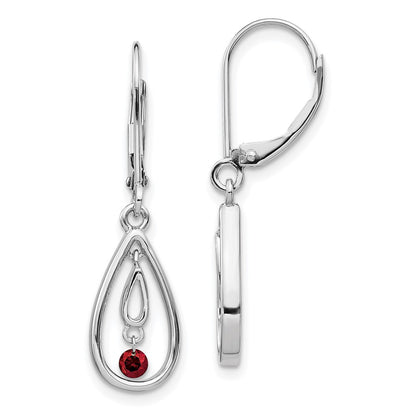 14k White Gold Red Real Diamond Leverback Earrings EM5582-RD-013-WA
