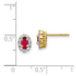 14k Yellow Gold Real Diamond and Ruby Oval Halo Earrings EM5591-RU-020-YA
