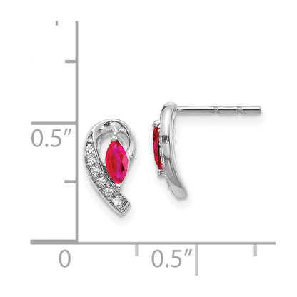 14k White Gold Real Diamond and Ruby Earrings