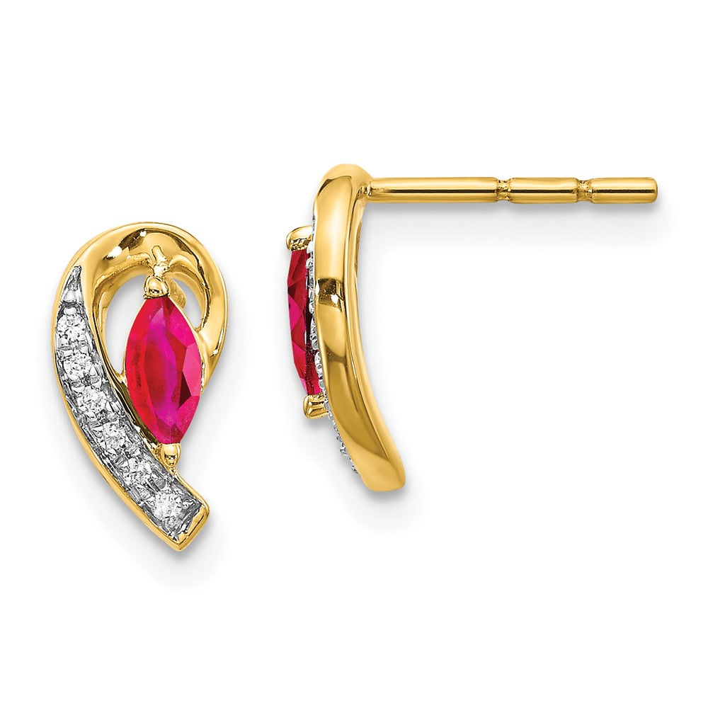 14k Yellow Gold Real Diamond and Ruby Earrings EM5592-RU-005-YA