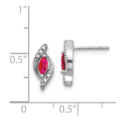14k White Gold Real Diamond and Ruby Earrings