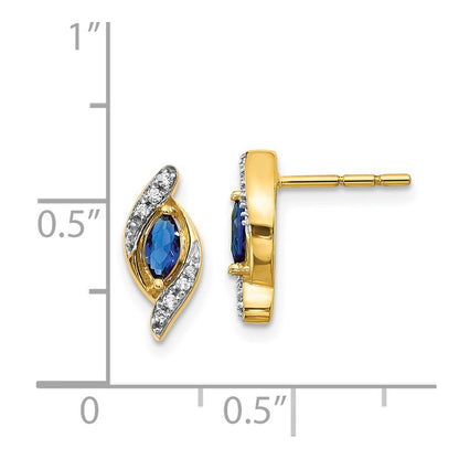 14k Yellow Gold Real Diamond and Sapphire Earrings