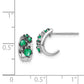 14k White Gold Real Diamond and Emerald Polished Post Hoop Earrings EM5595-EM-004-WA