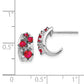 14k White Gold Real Diamond and Ruby Polished Post Hoop Earrings EM5595-RU-004-WA