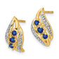 Solid 14k Yellow Gold w/ Simulated Sapphire and CZ Polished Post Earrings