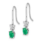14k White Gold 1/8ct Real Diamond and Oval Emerald Dangle Earrings EM5600-EM-013-WA