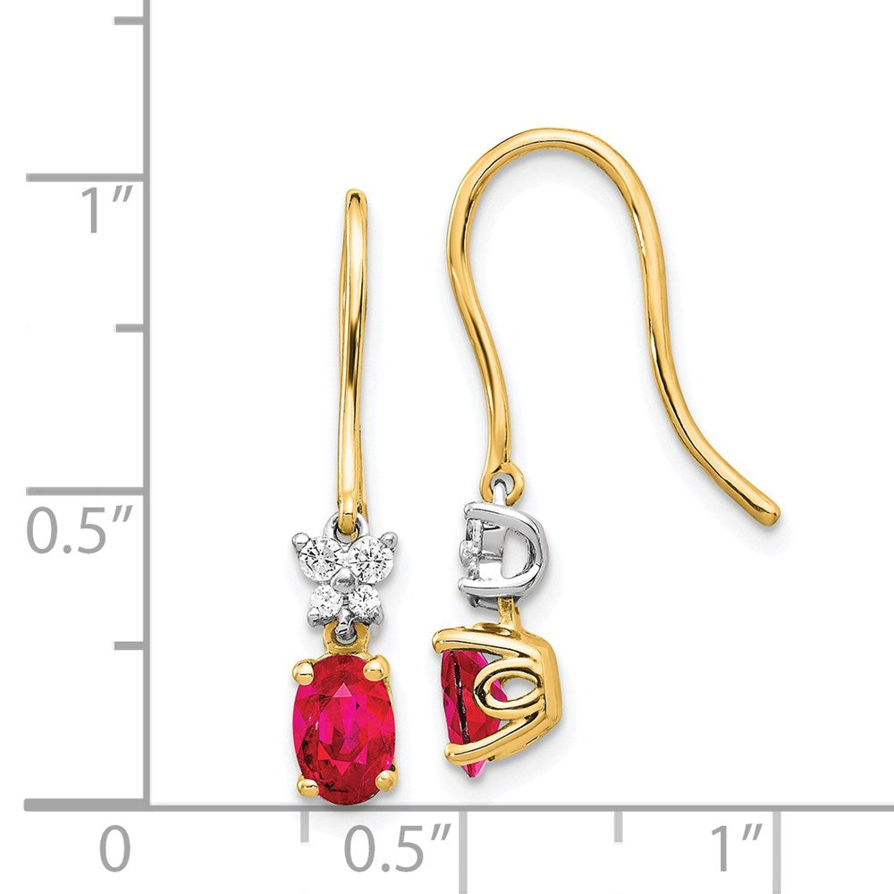 14k Yellow Gold Two Tone Real Diamond and Oval Ruby Earrings EM5600-RU-013-YWA