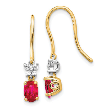 14k Yellow Gold Two Tone Real Diamond and Oval Ruby Earrings EM5600-RU-013-YWA