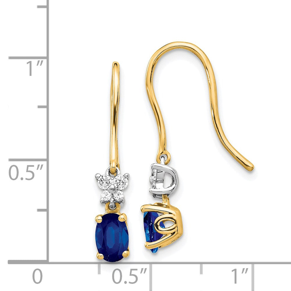 14k Yellow Gold Two Tone Real Diamond and Oval Sapphire Earrings EM5600-SA-013-YWA