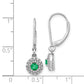 14k White Gold Real Diamond Halo Emerald Leverback Dangle Earrings EM5605-EM-020-WA