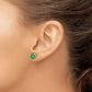 14k Yellow Gold and Rhodium Emerald and Real Diamond Post Earrings