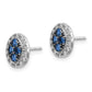14k White Gold Real Diamond and Sapphire Oval Post Earrings EM5611-SA-013-WA