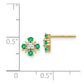 14k Yellow Gold Emerald and Real Diamond Post Earrings