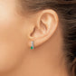 14k White Gold Emerald and Real Diamond Dangle Post Earrings