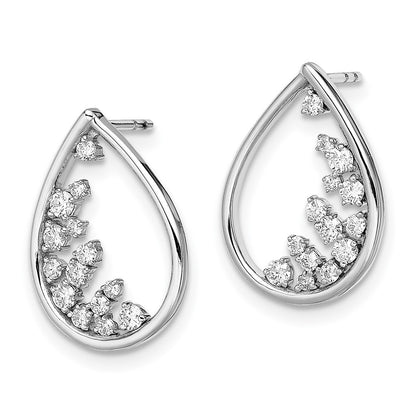 Solid 14k White Gold Polished Teardrop Post Earrings