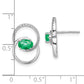 14k White Gold Double Circle Emerald/Real Diamond Post Earrings EM6831-EM-015-WA