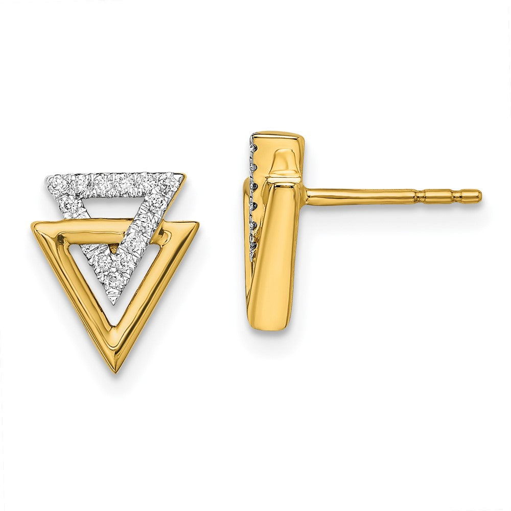 14k Yellow Gold Polished Triangle Real Diamond Post Earrings EM6832-009-YA