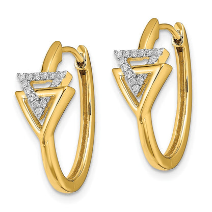 14k Yellow Gold Polished Double Triangle Hinged Hoop Earrings