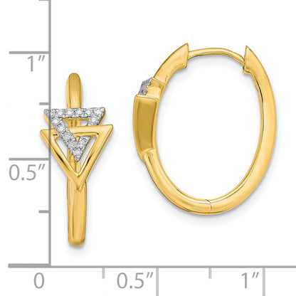 14k Yellow Gold Polished Double Triangle Hinged Hoop Earrings
