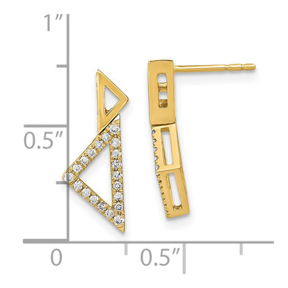 14k Yellow Gold Polished Real Diamond Double Stacked Triangle Post Earrings