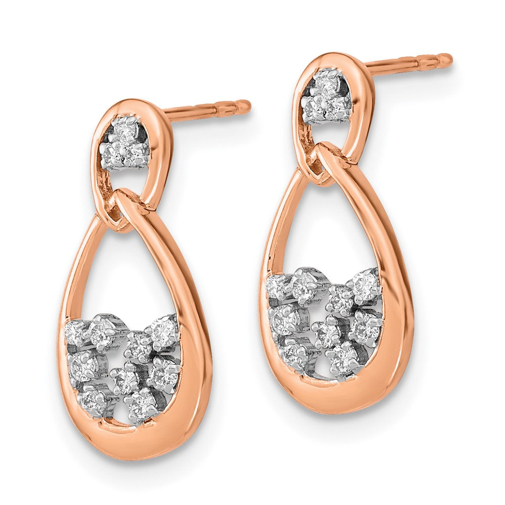 14k Rose Gold Polished Real Diamond Double Teardrop Post Earrings EM6863-020-RA