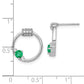 14k White Polished Real Diamond and Emerald Circle Post Earrings EM6886-EM-019-WA