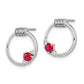 14k White Polished Real Diamond and Ruby Circle Post Earrings EM6886-RU-019-WA