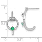 14k White Polished Real Diamond and Emerald Circle J-hoop Earrings EM6887-EM-015-WA