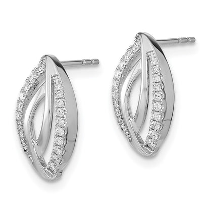 14k White Gold Real Diamond Post Earrings
