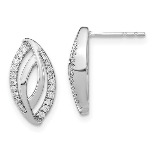 14k White Gold Real Diamond Post Earrings