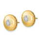 14k Yellow Gold Satin Real Diamond Flower Post Earrings EM6902-016-YA