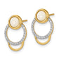 14k Yellow Gold Polished Real Diamond & Opal Circle Post Earrings