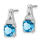 Solid 14k White Gold Simulated Blue Topaz and CZ Earrings