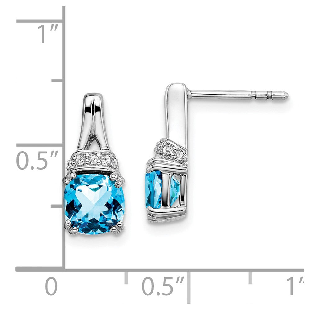 14k White Gold Blue Topaz and Real Diamond Earrings EM7074-BT-007-WA