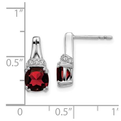 14k White Gold Garnet and Real Diamond Earrings