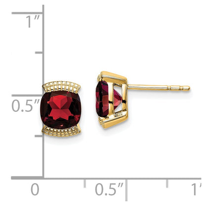 14k Yellow Gold Garnet Post Earrings