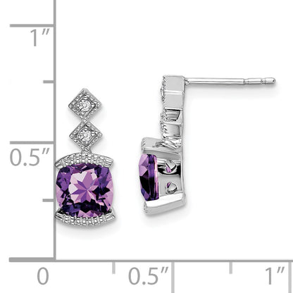 14k White Gold Amethyst and Real Diamond Earrings