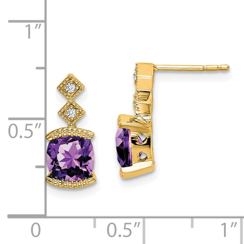 14k Yellow Gold Amethyst and Real Diamond Earrings EM7081-AM-004-YA