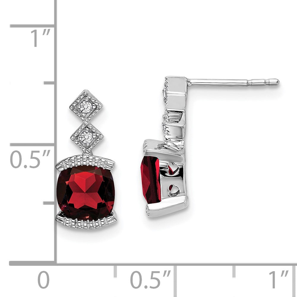 14k White Gold Garnet and Real Diamond Earrings