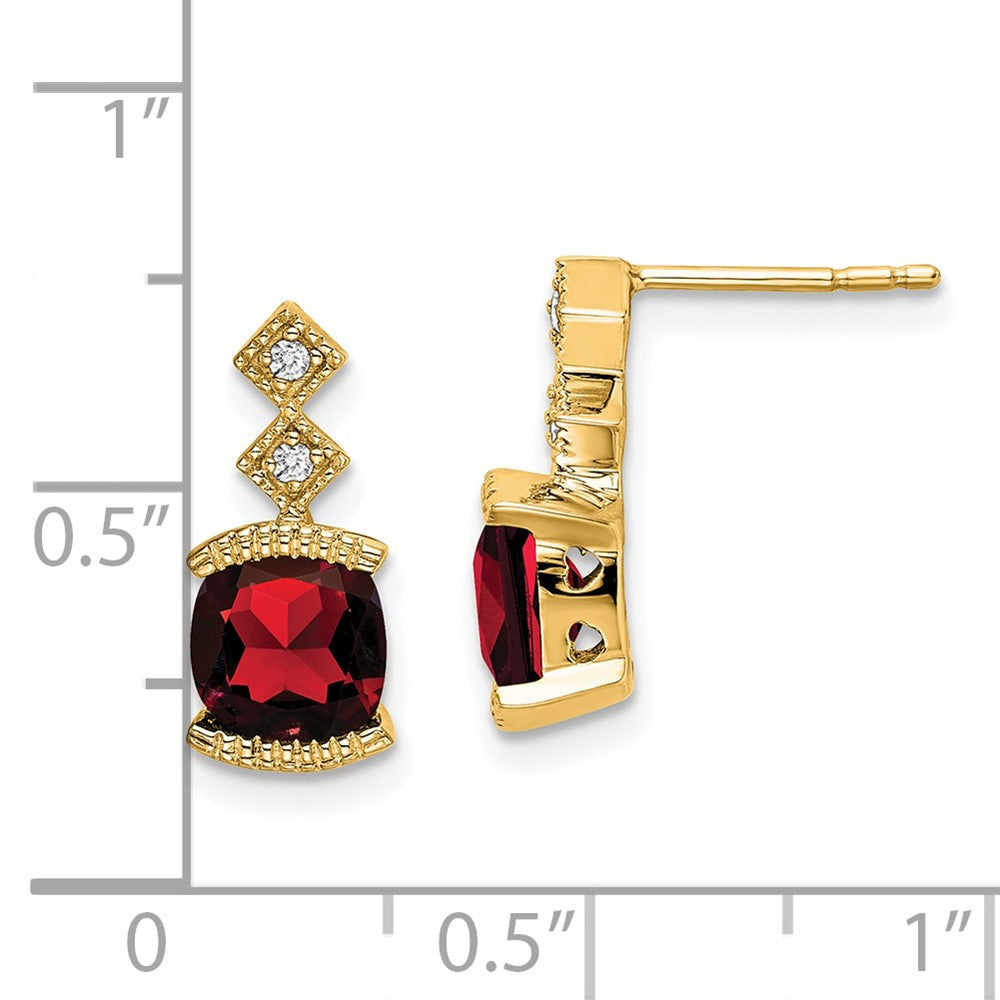 14k Yellow Gold Garnet and Real Diamond Earrings EM7081-GA-004-YA