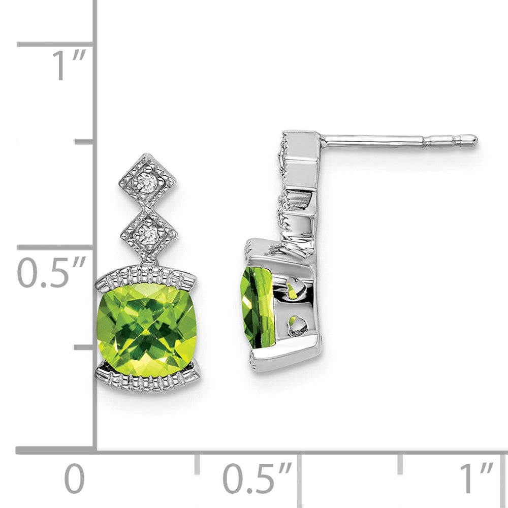 14k White Gold Peridot and Real Diamond Earrings EM7081-PE-004-WA