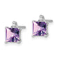14k White Gold Princess Amethyst and Real Diamond Earrings