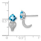 Solid 14k White Gold Simulated Blue Topaz and CZ Earrings