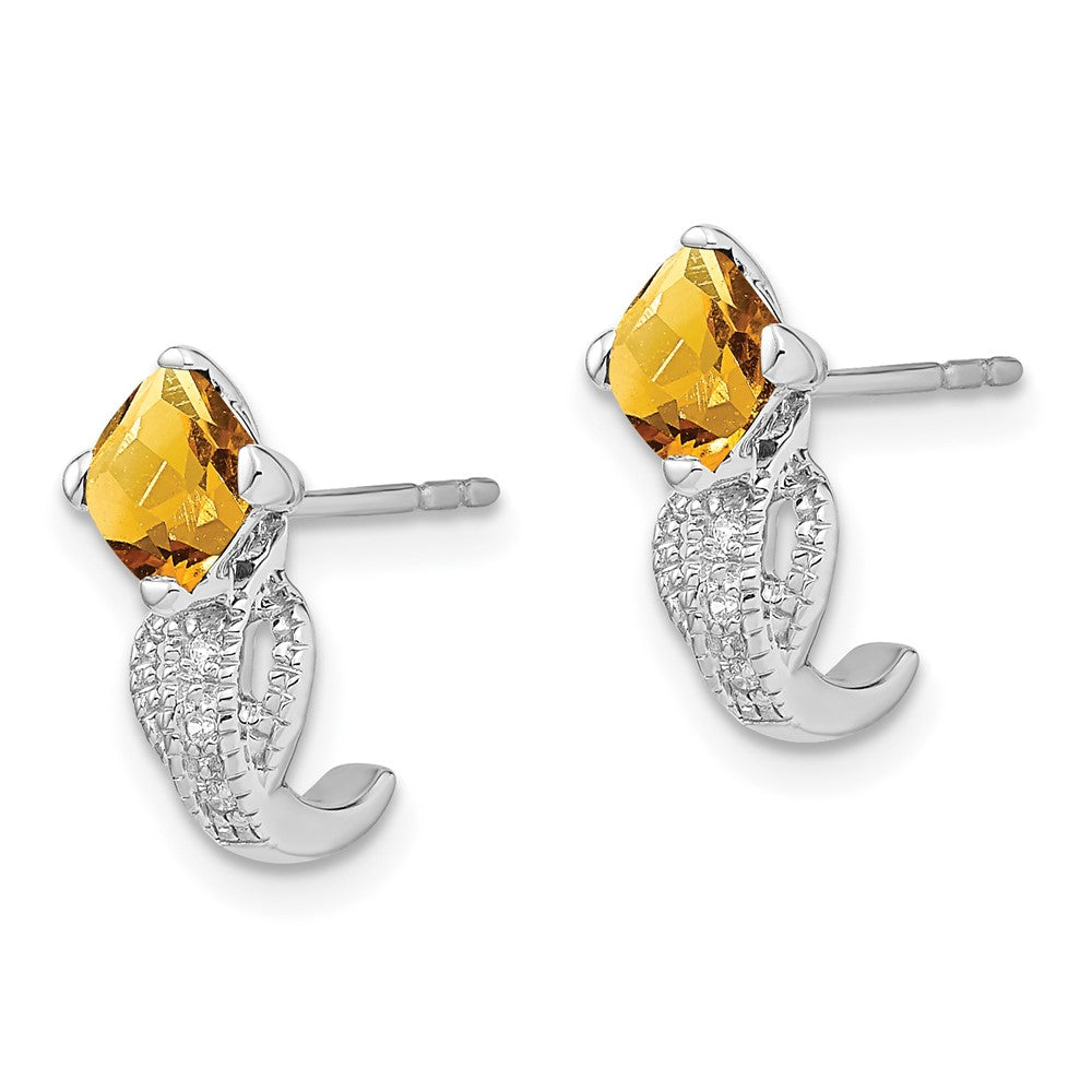 14k White Gold Citrine and Real Diamond Earrings